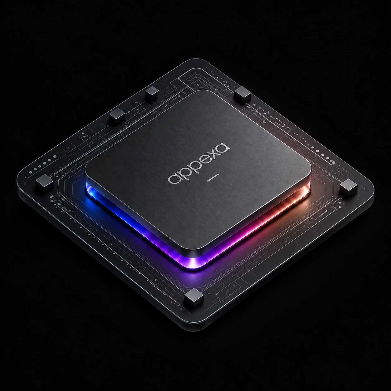 Appexa graphite processor with illuminated multicolor edges