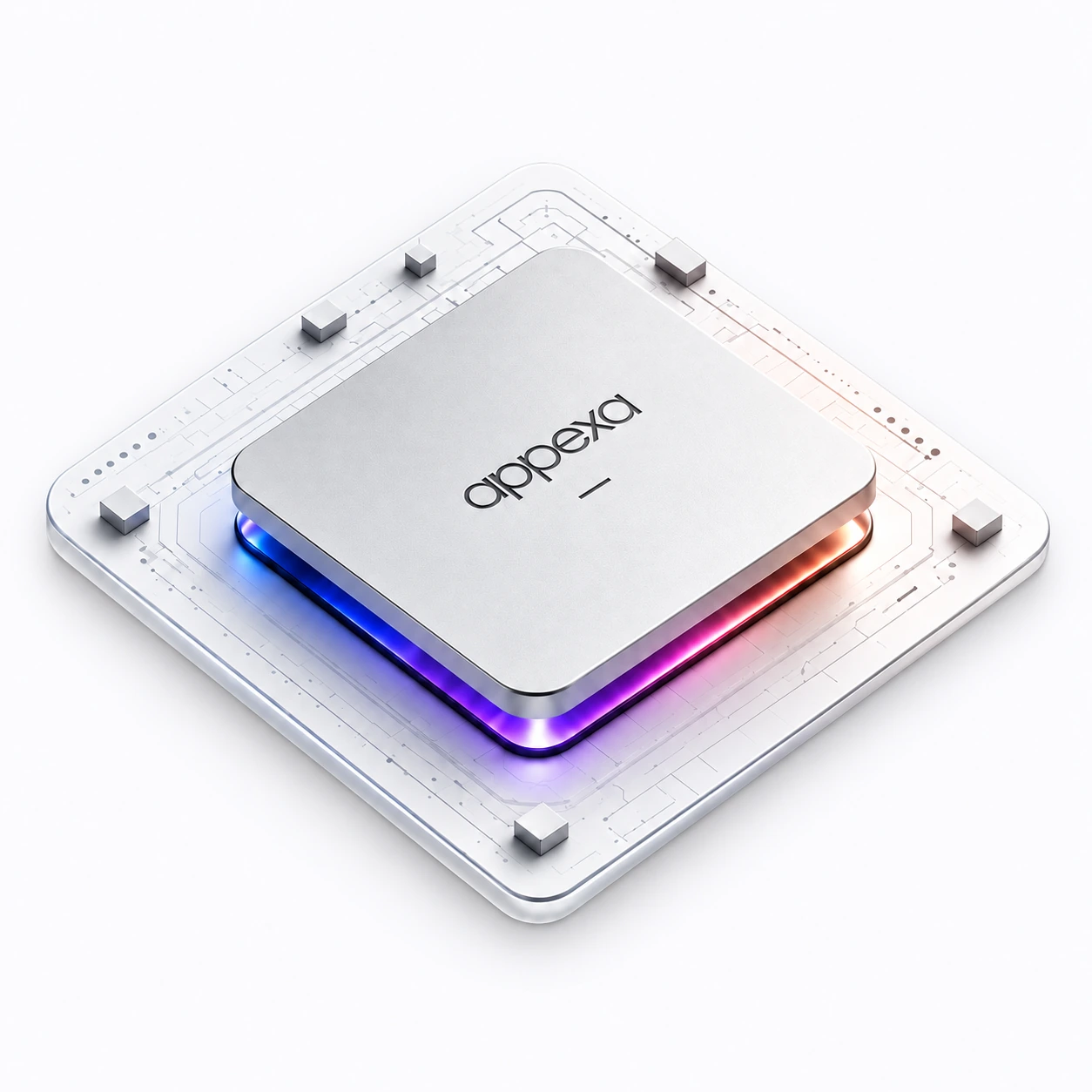 Appexa silver processor with illuminated multicolor edges